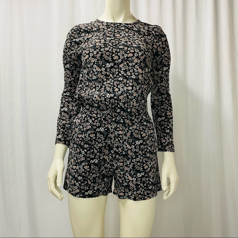 H&M Floral Long Sleeve Romper, Size 4